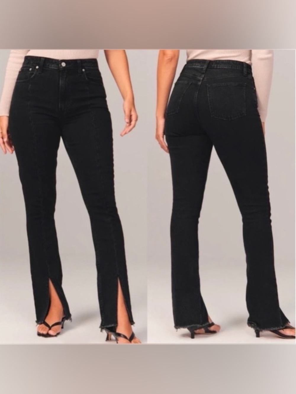 Abercrombie Simone high rise black jeans with split hem size 26 / 2R
